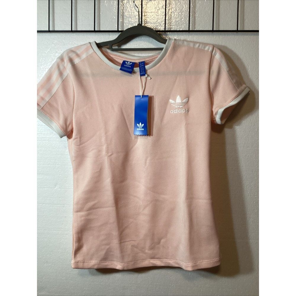 Adidas Original 3 Stripes Ring Tree Peach Tshirt Size 8 USA SKU # 58851